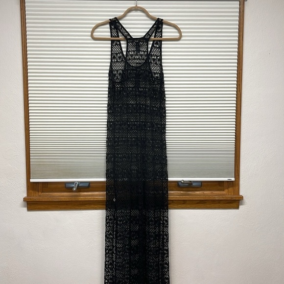 Club Z Collection NWT Black Mesh Heart Racerback Maxi Dress Swim Cover Up - Picture 7 of 10